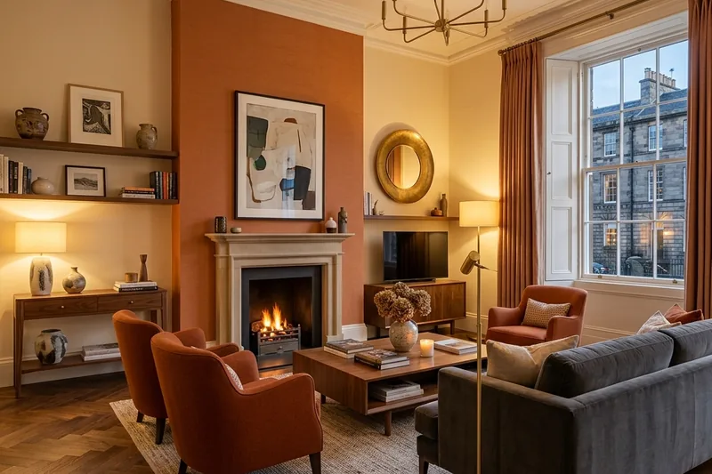 Premium painted living room inside an Edinburgh townhouse